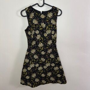Zara Basic Black Floral Print Sleeveless Mini Dress Women's XS